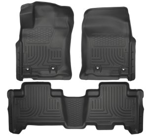 Toyota 4Runner Floor Liners - Front + 2nd Row - Husky Liners - WeatherBeater - Black - 2013